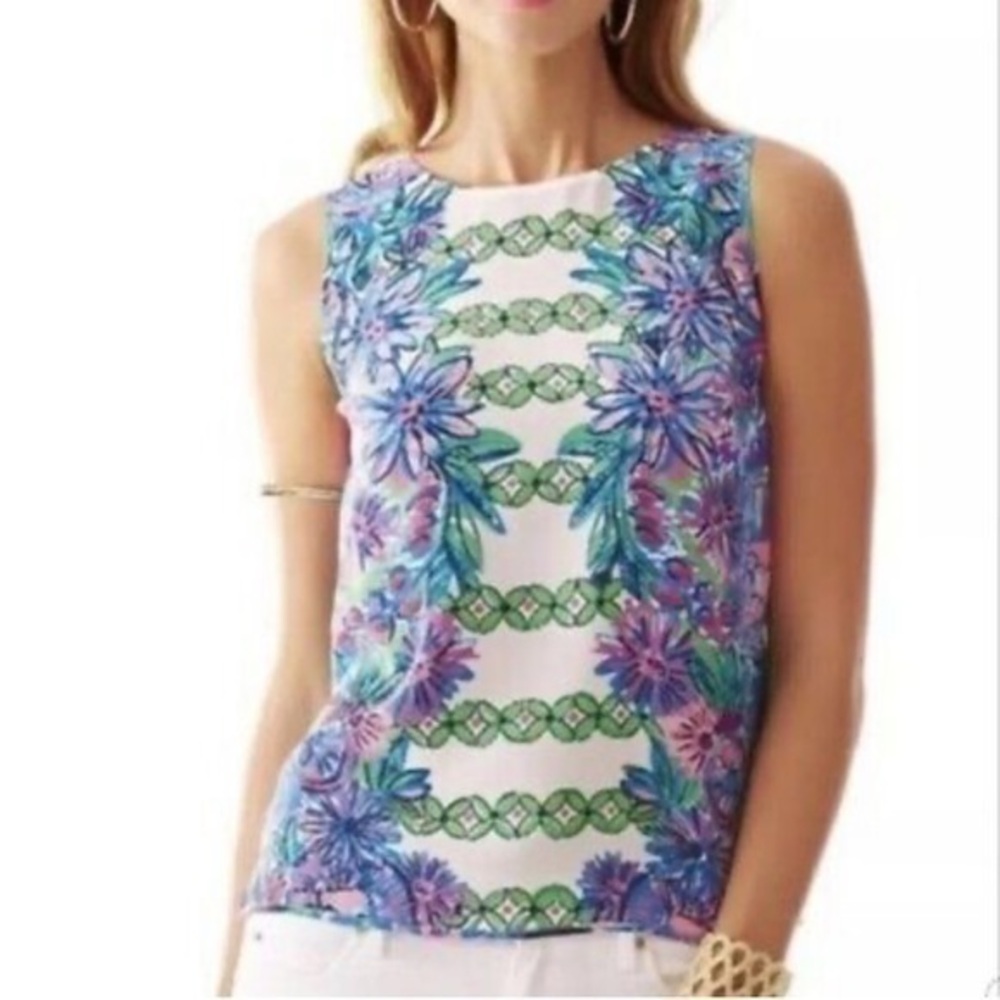 Lilly Pulitzer Iona Shell sleeveless Silk Shirt size XS